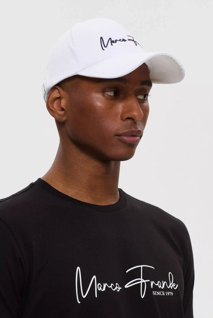 Marco Frank - Alger: Casquette Avec Logo Contrasté Écrit À La Main - Blanc
