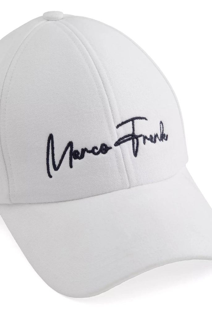 Marco Frank - Alger: Casquette Avec Logo Contrasté Écrit À La Main - Blanc