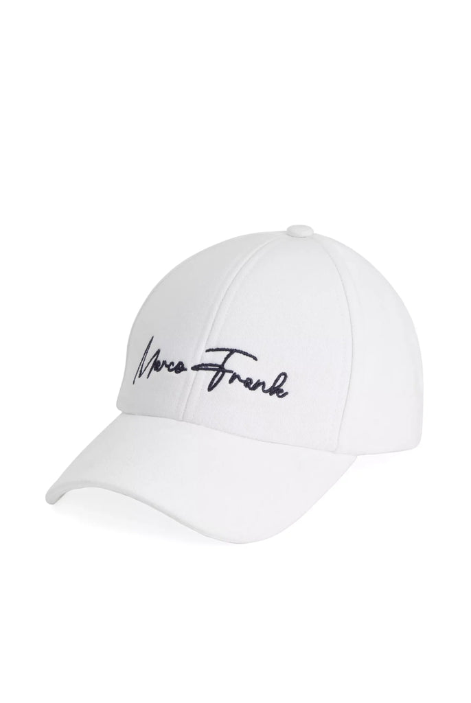 Marco Frank - Alger: Casquette Avec Logo Contrasté Écrit À La Main - Blanc