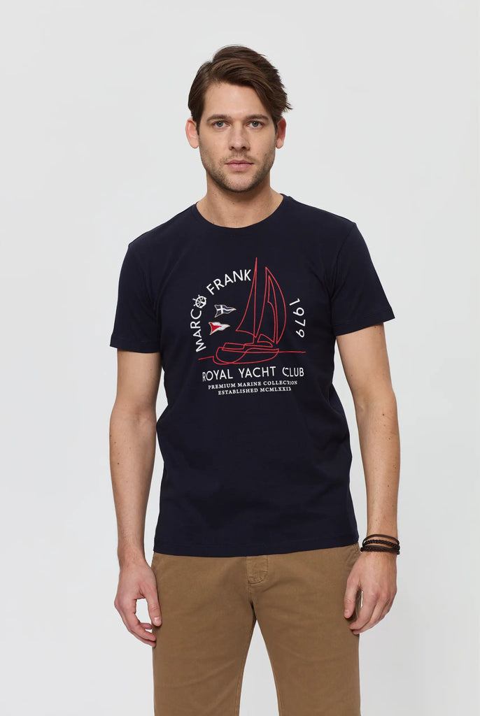 Alphonse: T-Shirt Avec Imprimé Nautique - Bleu Marine