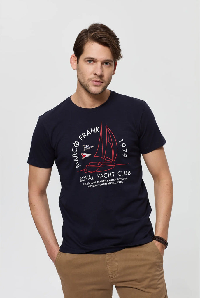 Alphonse: T-Shirt Avec Imprimé Nautique - Bleu Marine