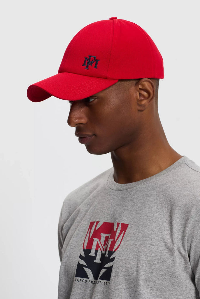 Marco Frank - Bartolome: Casquette Avec Monogramme Brodé Logo MF en Contraste - Red