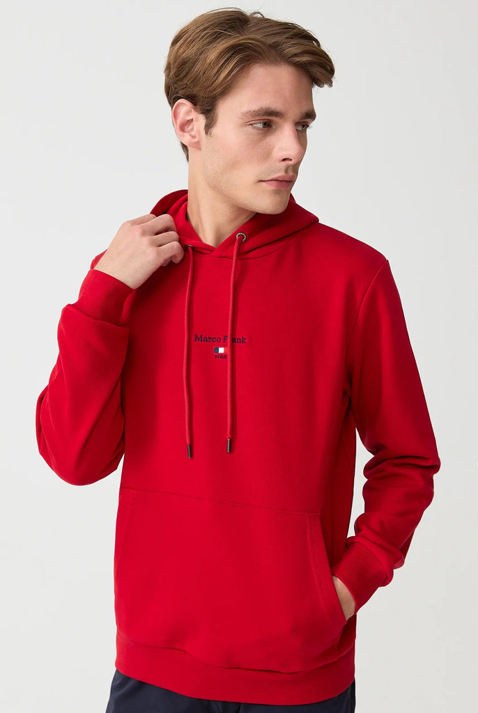 Marco Frank - Cartier Sweat Capuche Avec Logo Drapeau Brodé - Rouge