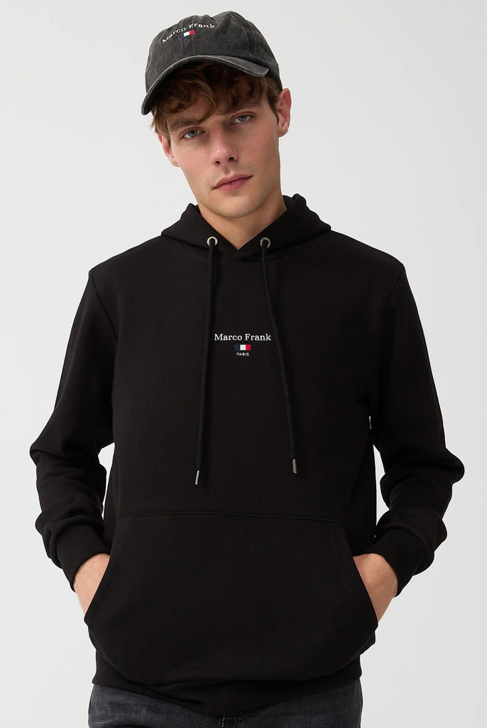 Marco Frank - Cartier Sweat Capuche Avec Logo Drapeau Brodé - Noir