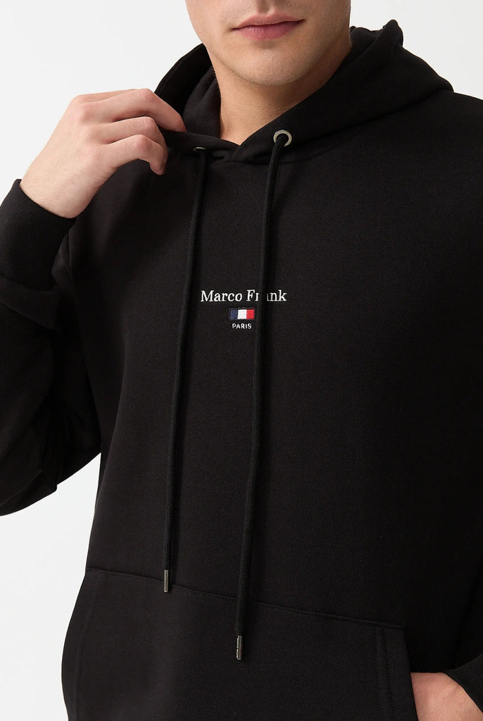 Marco Frank - Cartier Sweat Capuche Avec Logo Drapeau Brodé - Noir