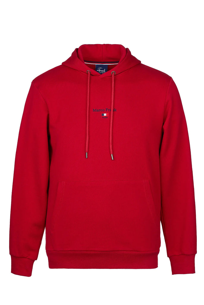 Marco Frank - Cartier Sweat Capuche Avec Logo Drapeau Brodé - Rouge