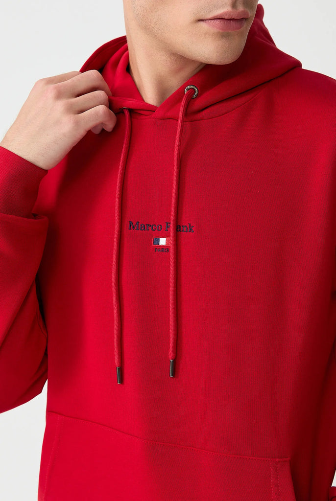 Marco Frank - Cartier Sweat Capuche Avec Logo Drapeau Brodé - Rouge