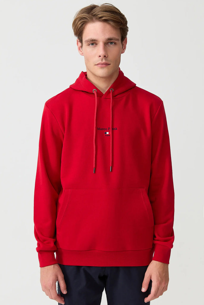 Marco Frank - Cartier Sweat Capuche Avec Logo Drapeau Brodé - Rouge