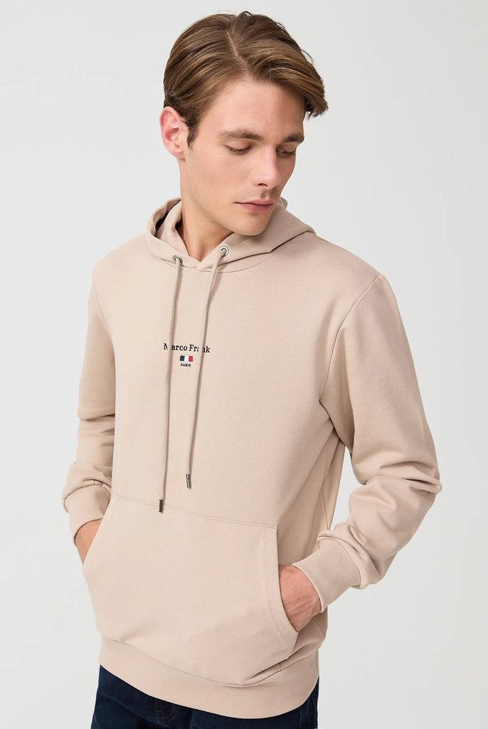 Marco Frank - Cartier Sweat Capuche Avec Logo Drapeau Brodé - Beige