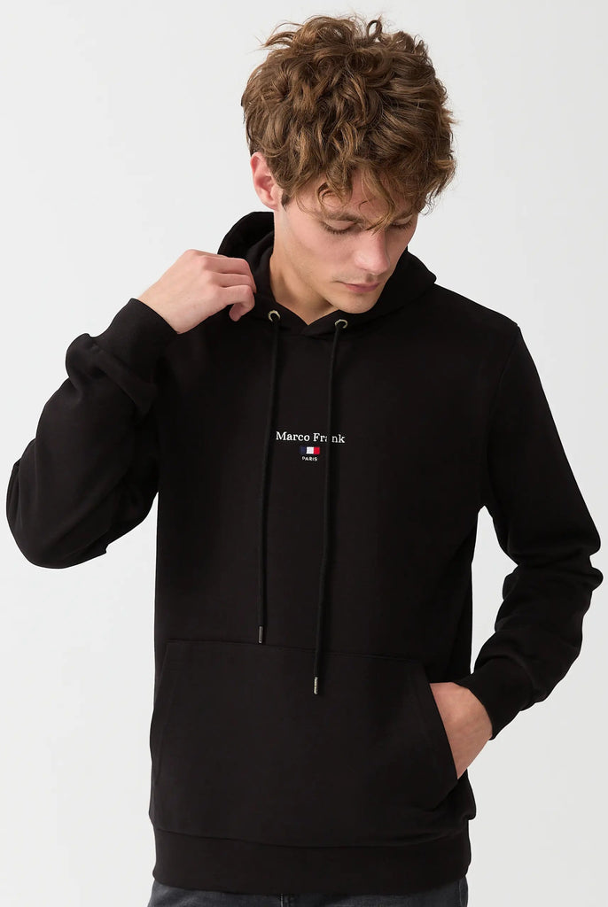 Marco Frank - Cartier Sweat Capuche Avec Logo Drapeau Brodé - Noir