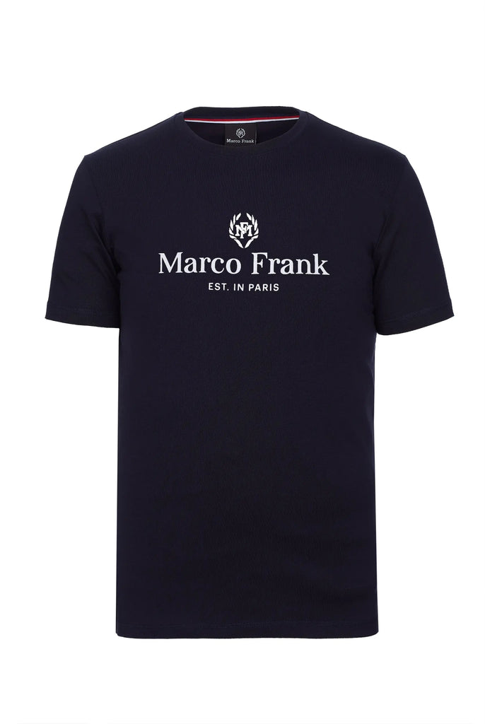 Marco Frank | Curtis: T-shirt Avec Logo Imprimé - Est. In Paris, Bleu Marine