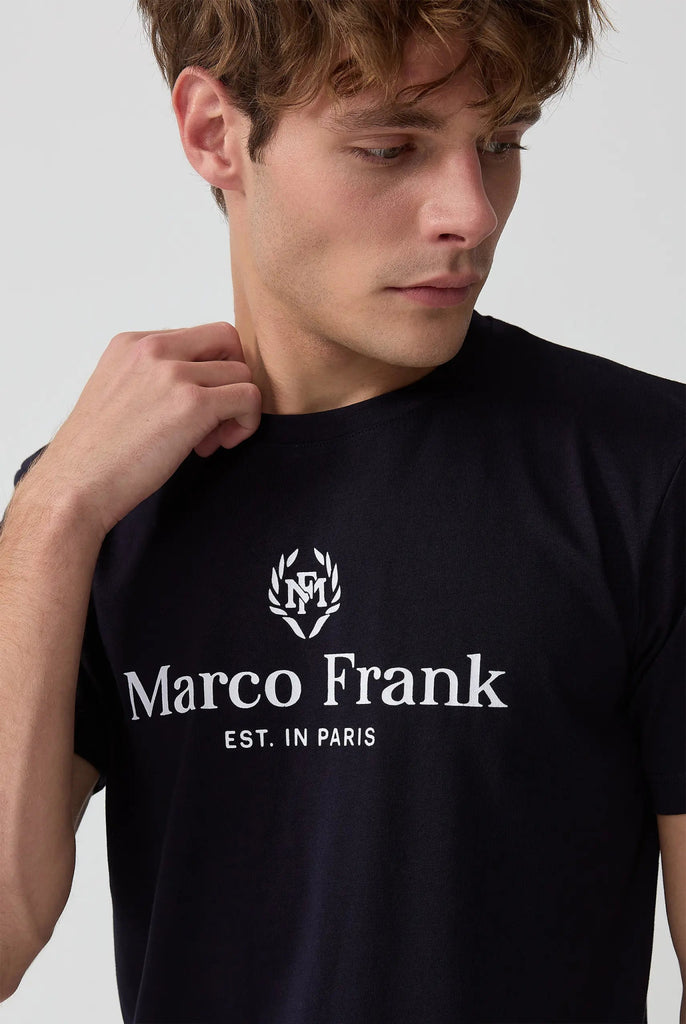 Marco Frank | Curtis: T-shirt Avec Logo Imprimé - Est. In Paris, Bleu Marine