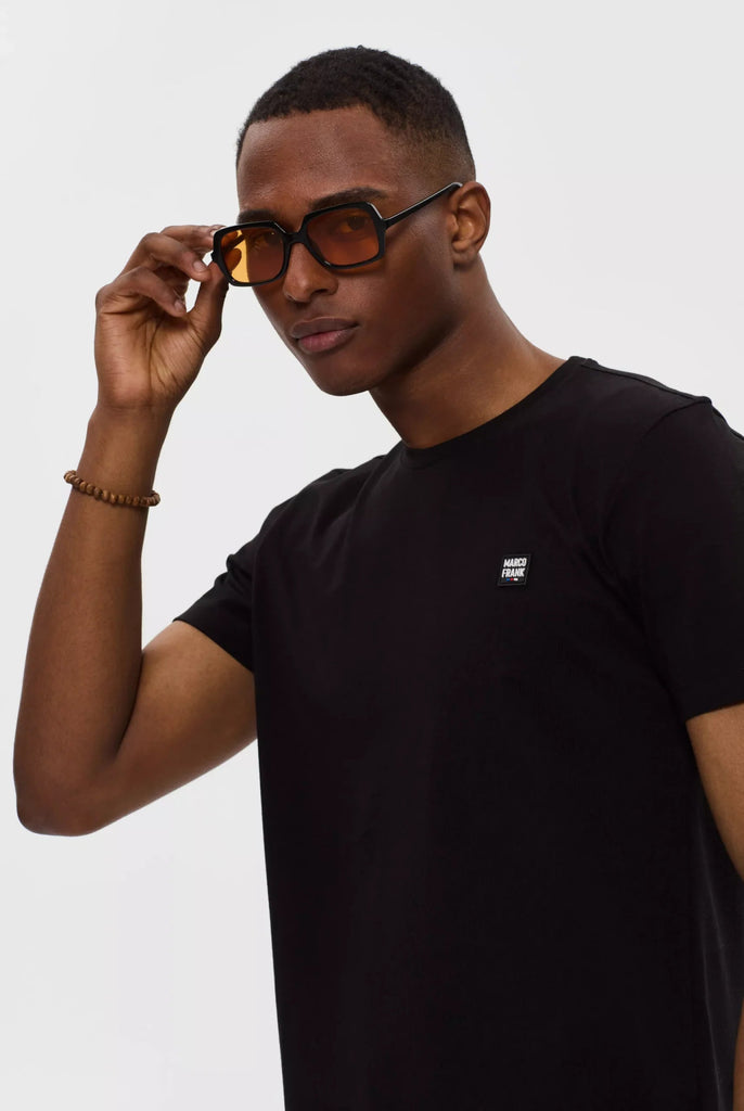 Marco Frank - Damien: T-Shirt Avec Écusson Logo en Silicone - Noir