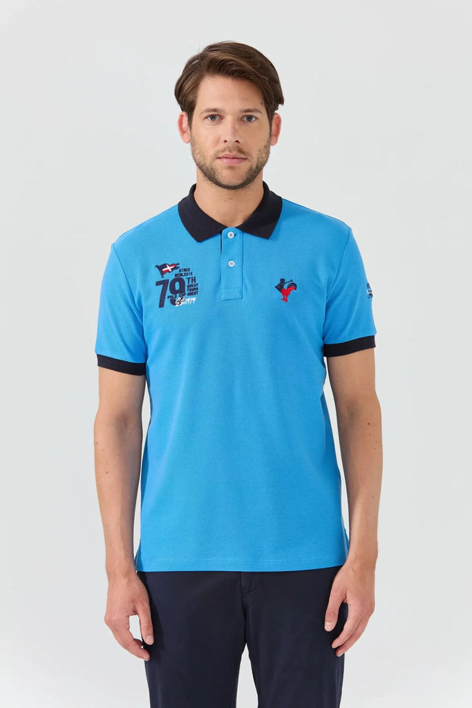 Marco Frank - Est In Paris - Édouard: Polo Avec Logo Iconique Bicolore - Bleu Royal