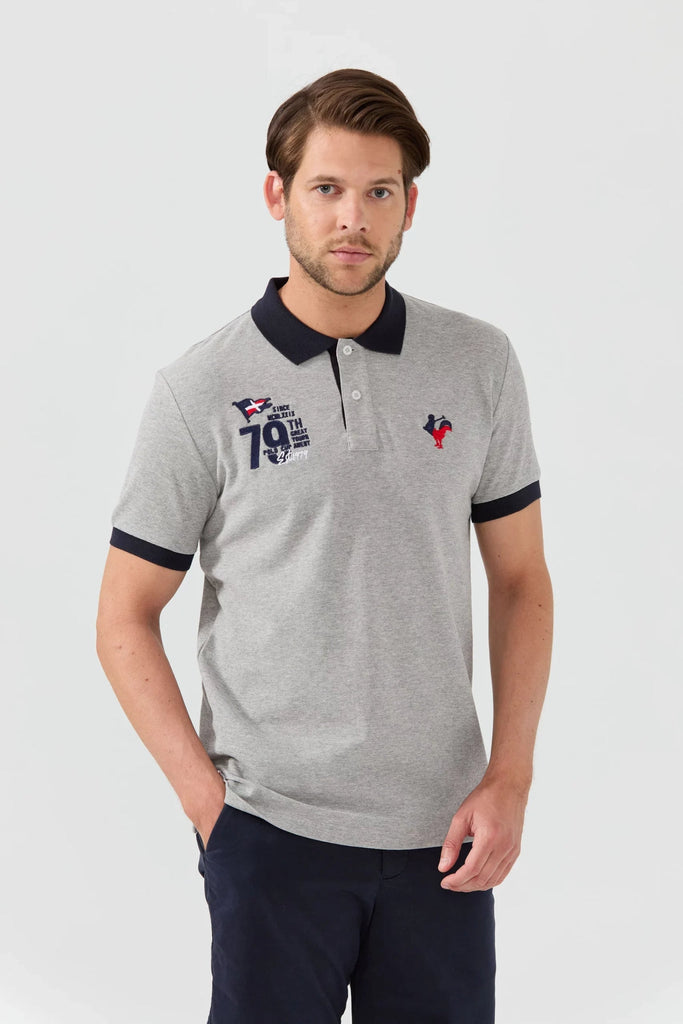 Marco Frank - Est In Paris - Édouard: Polo Avec Logo Iconique Bicolore - Gris