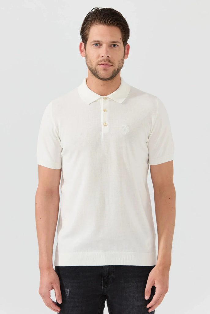 Marco Frank - Elroy: Pull Polo Avec Logo Couronne Brodé - Blanc