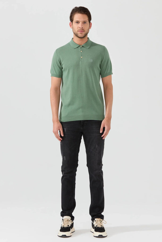 Marco Frank - Elroy: Pull Polo Avec Logo Couronne Brodé - Kaki