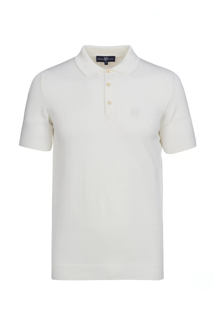 Marco Frank - Elroy: Pull Polo Avec Logo Couronne Brodé - Blanc