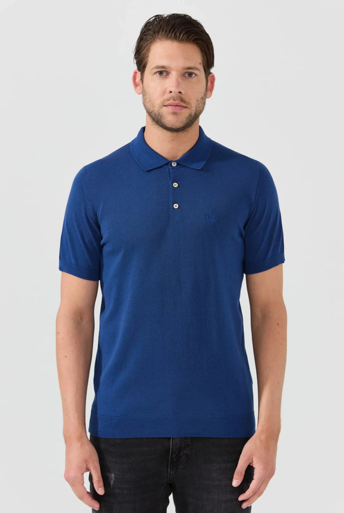 Marco Frank - Elroy: Pull Polo Avec Logo Couronne Brodé - Indigo
