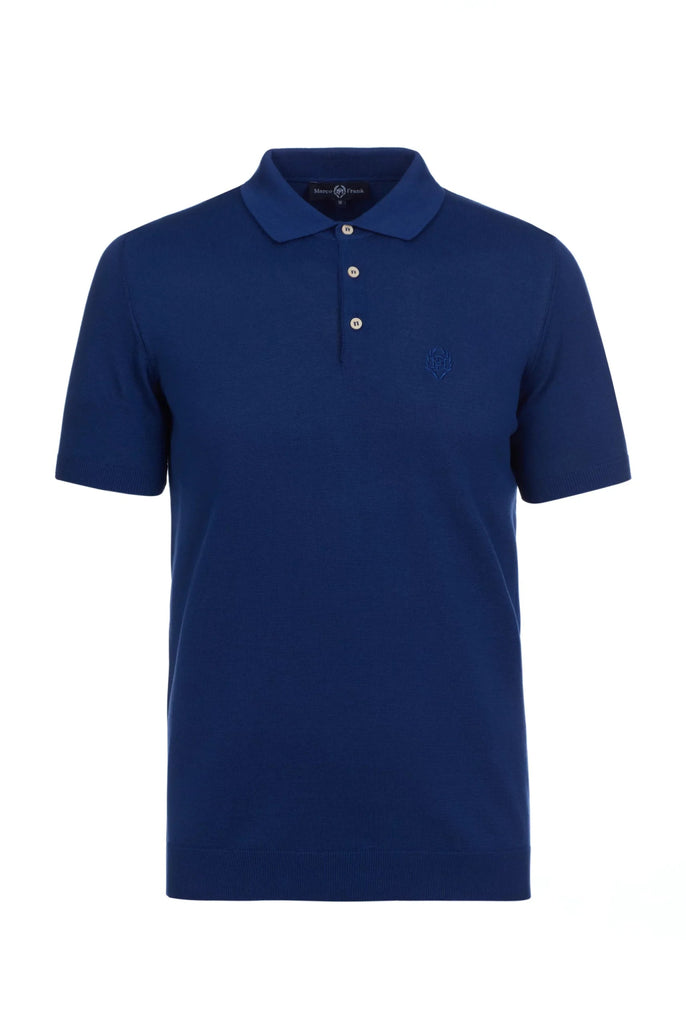 Marco Frank - Elroy: Pull Polo Avec Logo Couronne Brodé - Indigo