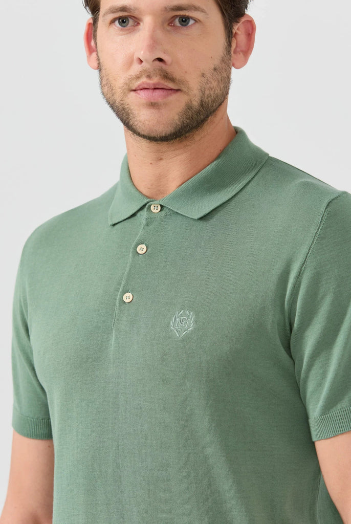 Marco Frank - Elroy: Pull Polo Avec Logo Couronne Brodé - Kaki