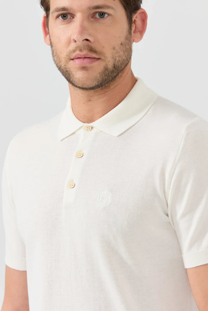 Marco Frank - Elroy: Pull Polo Avec Logo Couronne Brodé - Blanc