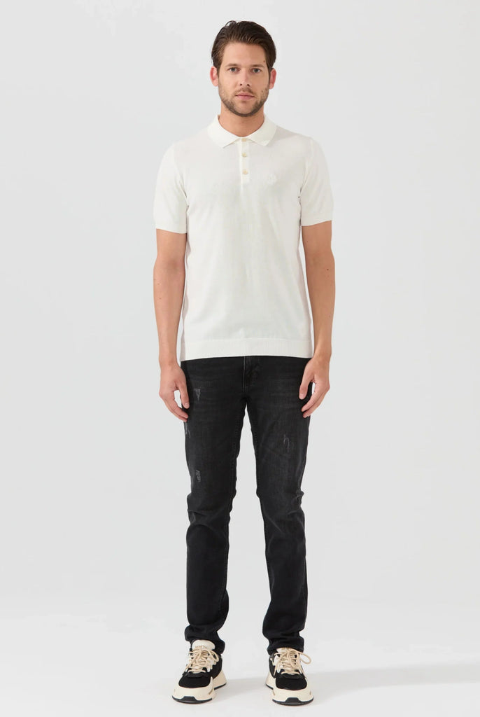 Marco Frank - Elroy: Pull Polo Avec Logo Couronne Brodé - Blanc