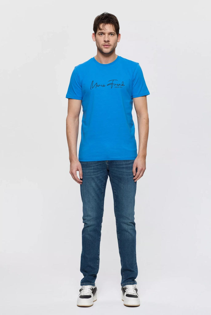 Marco Frank - Fabien: T-shirt Avec Logo Manuscrit - Bleu