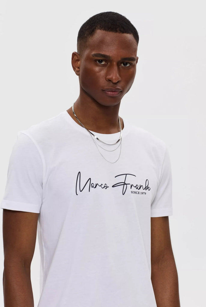Marco Frank - Fabien: T-shirt Avec Logo Manuscrit - Blanc