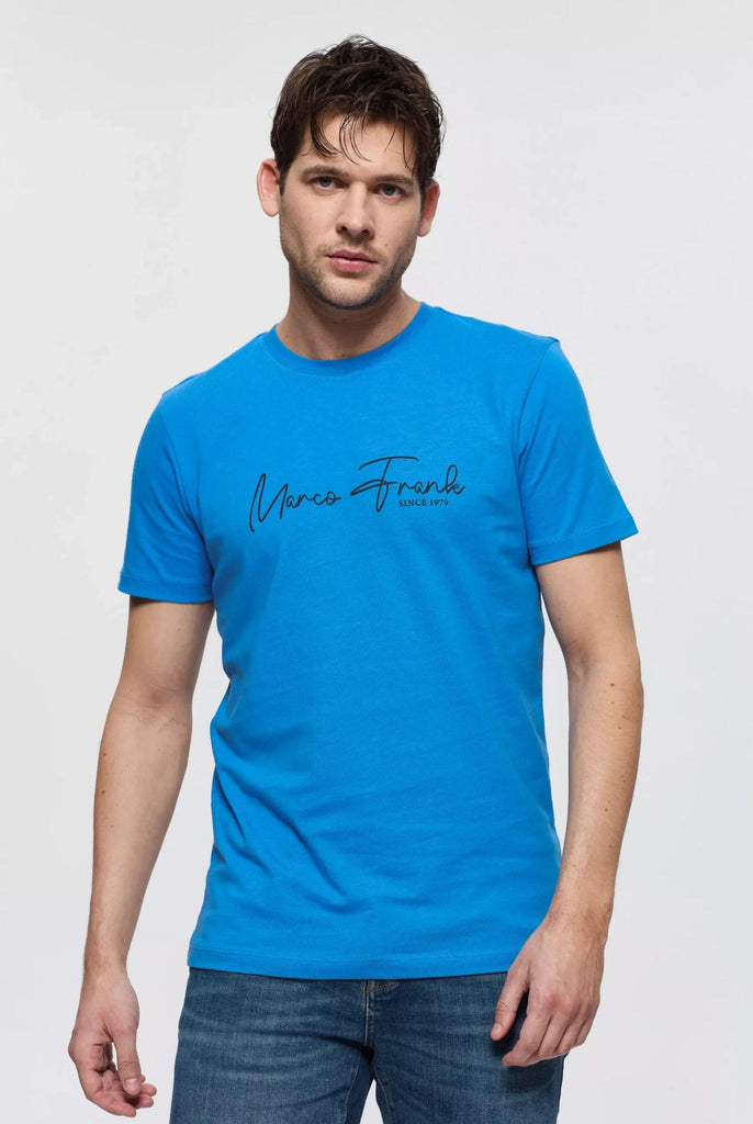 Marco Frank - Fabien: T-shirt Avec Logo Manuscrit - Bleu