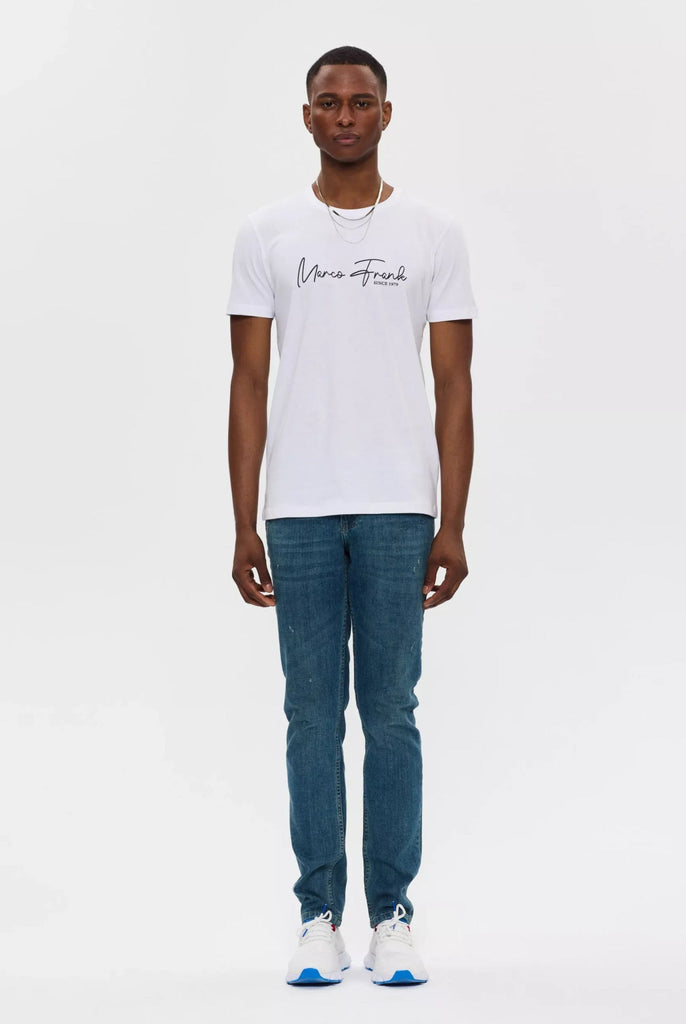 Marco Frank - Fabien: T-shirt Avec Logo Manuscrit - Blanc
