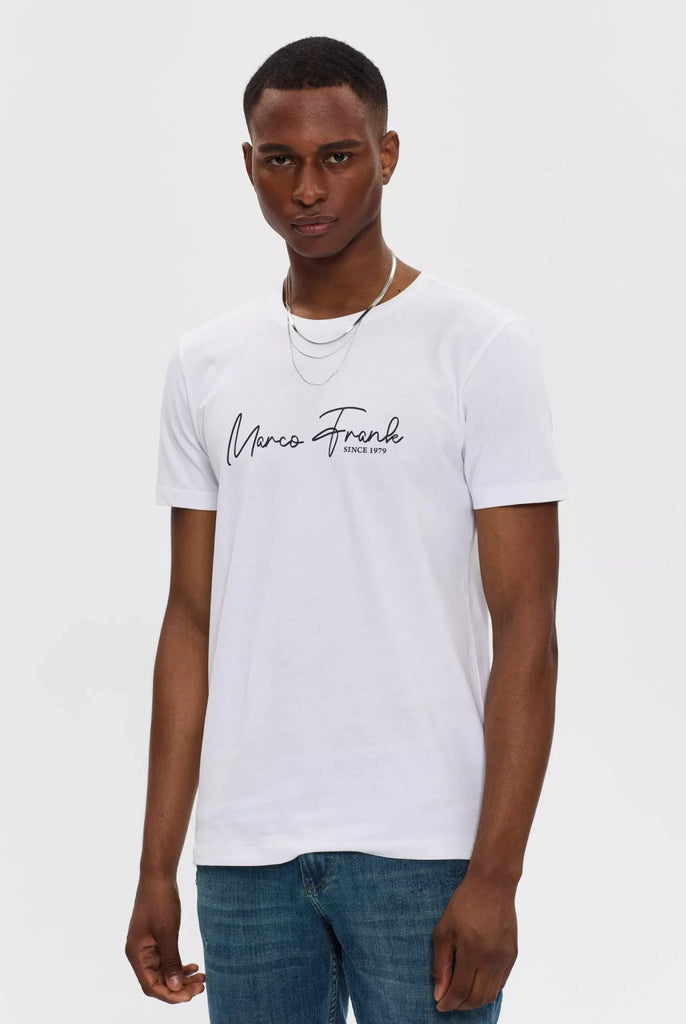 Marco Frank - Fabien: T-shirt Avec Logo Manuscrit - Blanc