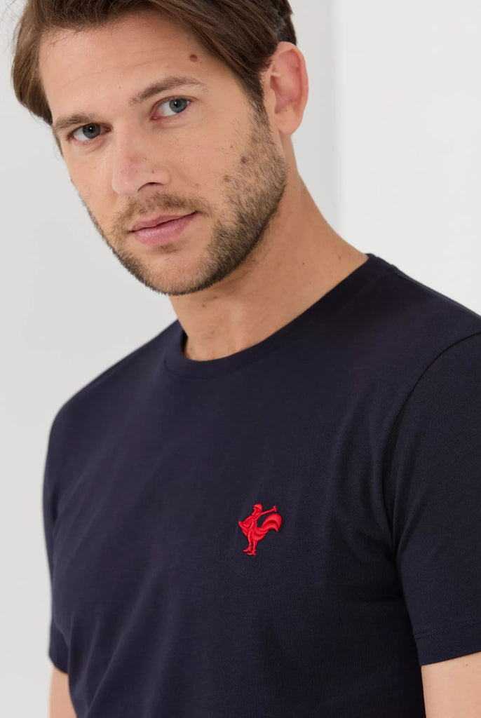 Marco Frank - Gerard: T-Shirt Avec Logo de Coq Emblématique Brodé - Bleu Marine