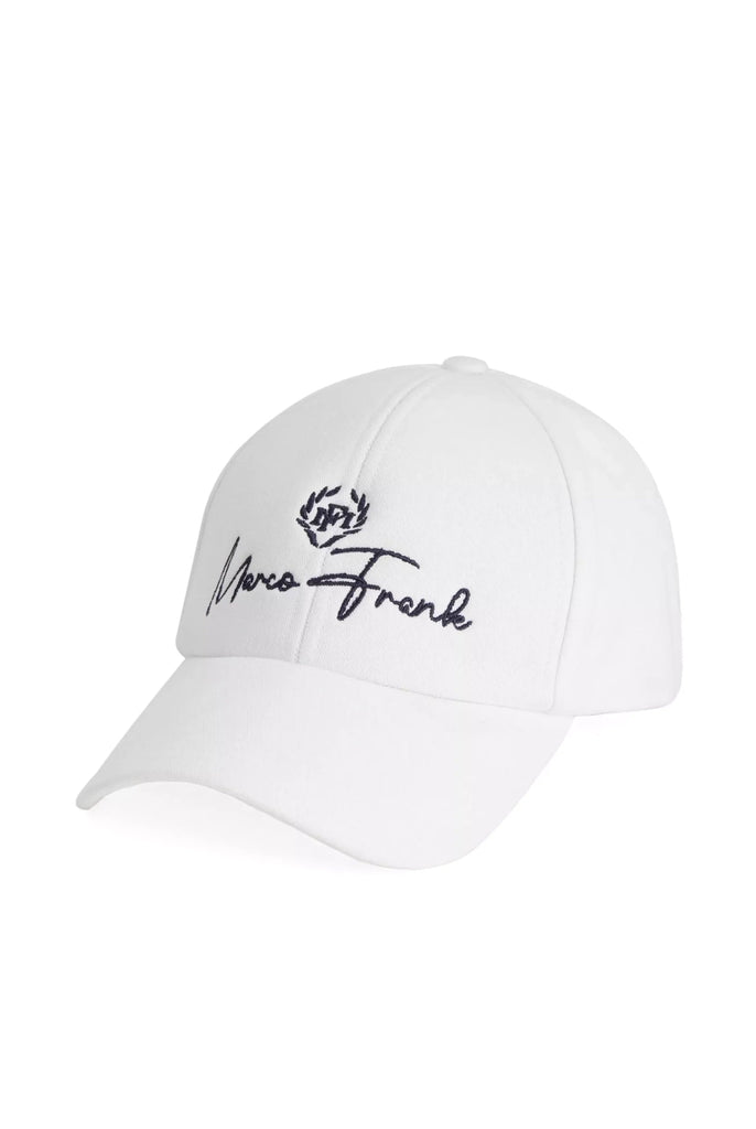 Marco Frank - Gustavo: Casquette Avec Logo Contrasté Écrit À La Main - Blanc