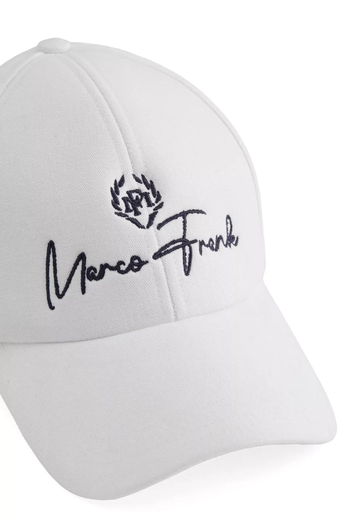 Marco Frank - Gustavo: Casquette Avec Logo Contrasté Écrit À La Main - Blanc