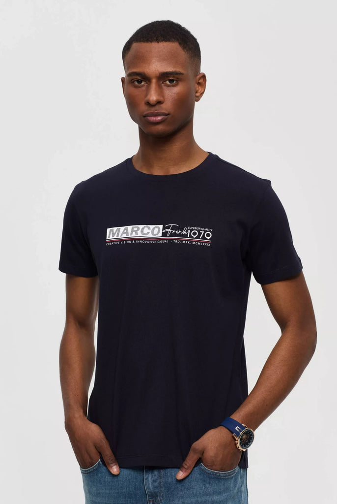Marco Frank - Henri: T-shirt Avec Logo Imprimé - Bleu Marine