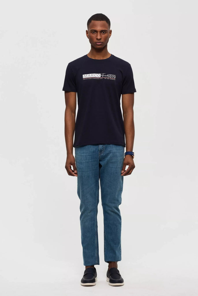 Marco Frank - Henri: T-shirt Avec Logo Imprimé - Bleu Marine