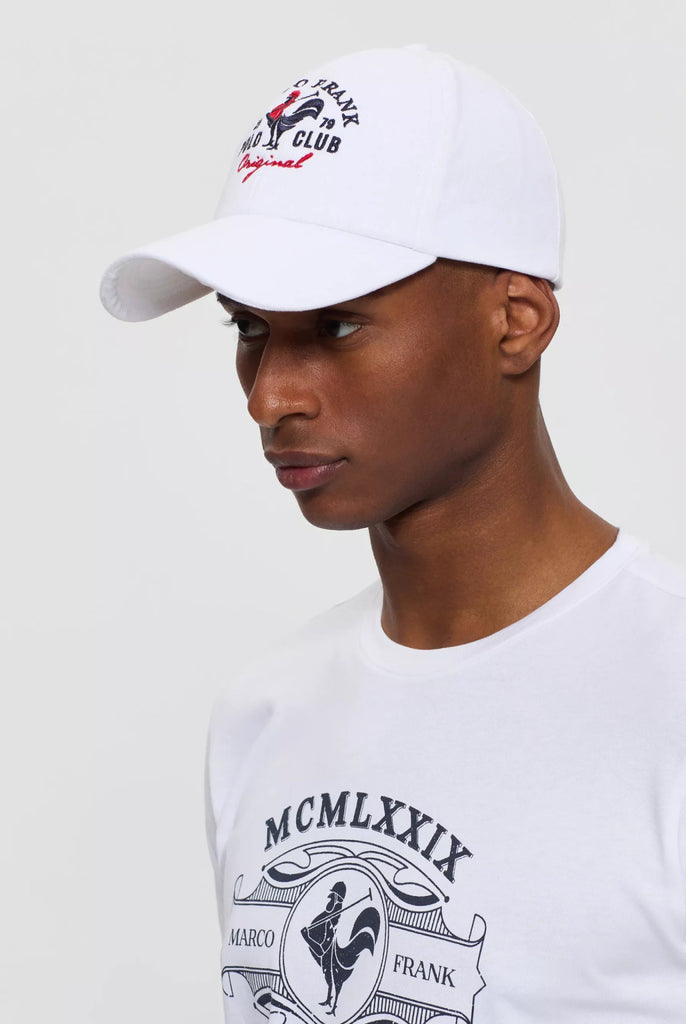 Marco Frank - Josse: Casquette Avec Logo de Coq Emblématique Brodé - Blanc