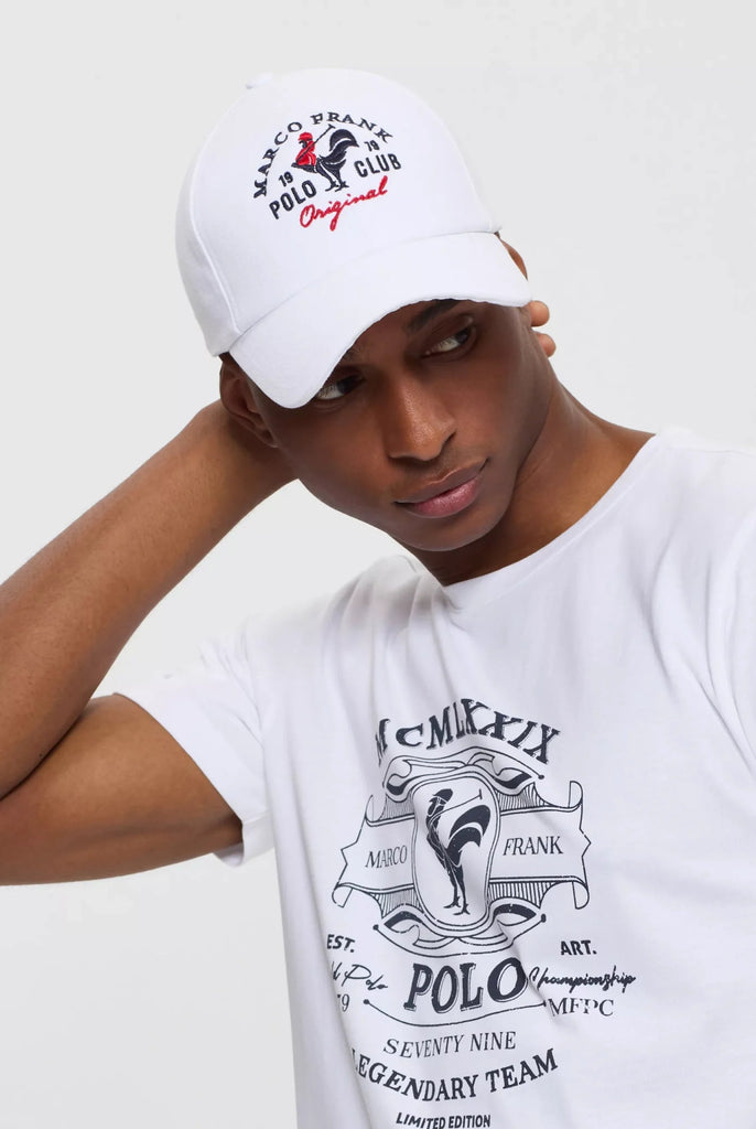 Marco Frank - Josse: Casquette Avec Logo de Coq Emblématique Brodé - Blanc