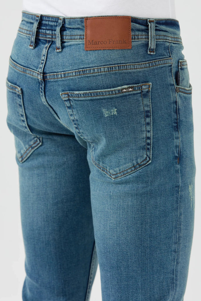 Marco Frank - Kalman: Jean Regular Fit En Denim Stretch Avec Détails Déchirés - Est. In Paris