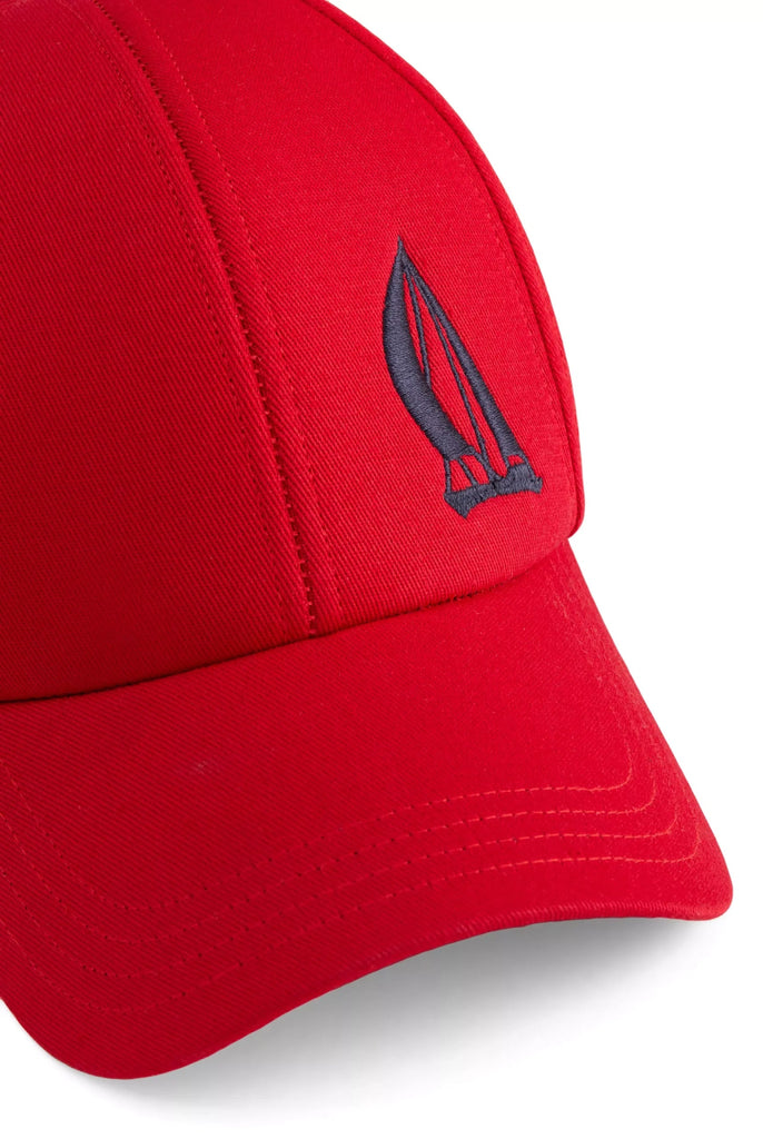 Marco Frank - Lenard: Casquette Avec Logo de Voile Brodé en Contraste - Rouge