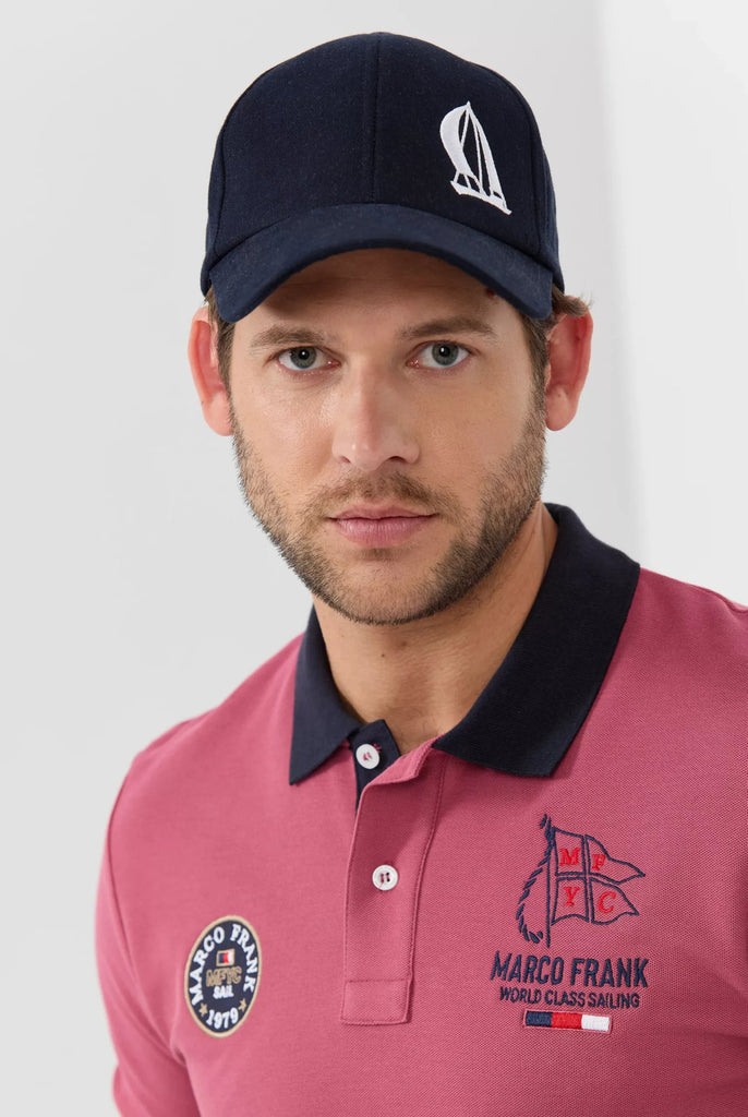 Marco Frank - Lenard: Casquette Avec Logo de Voile Brodé en Contraste - Bleu Marine