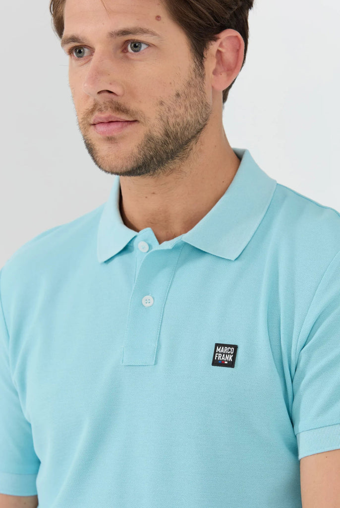 Marco Frank - Louise: Polo Avec Écusson Logo en Silicone - Bleu