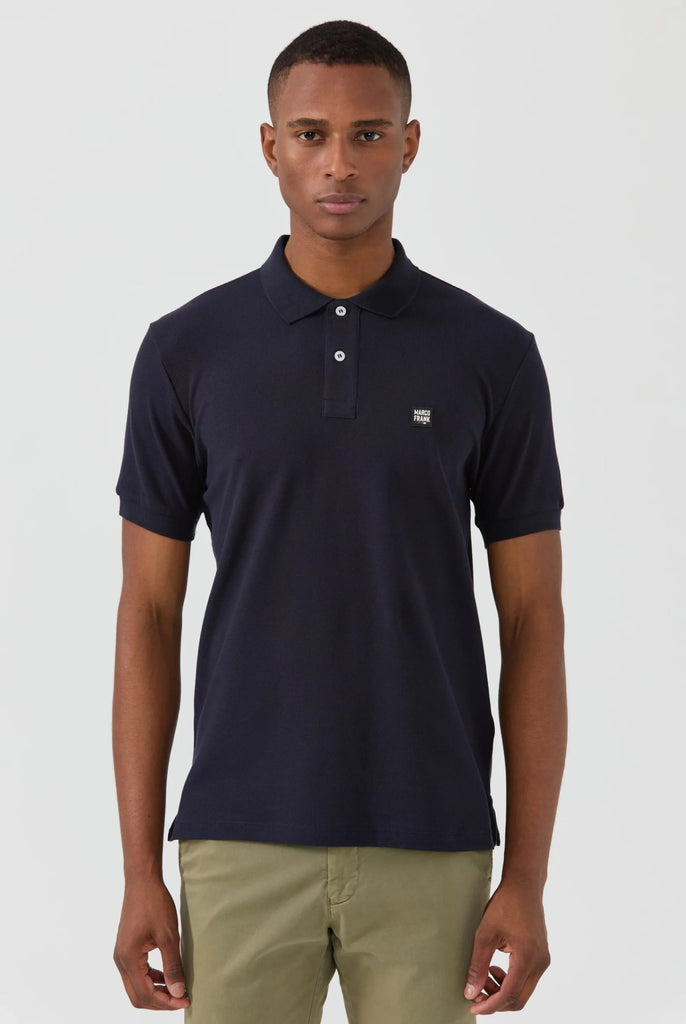 Marco Frank - Louise: Polo Avec Écusson Logo en Silicone - Bleu Navy