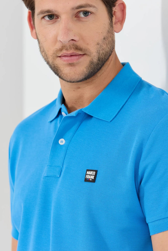 Marco Frank - Louise: Polo Avec Écusson Logo en Silicone - Bleu Royal