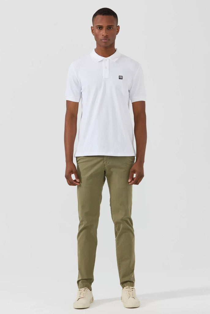 Marco Frank - Louise: Polo Avec Écusson Logo en Silicone - Blanc