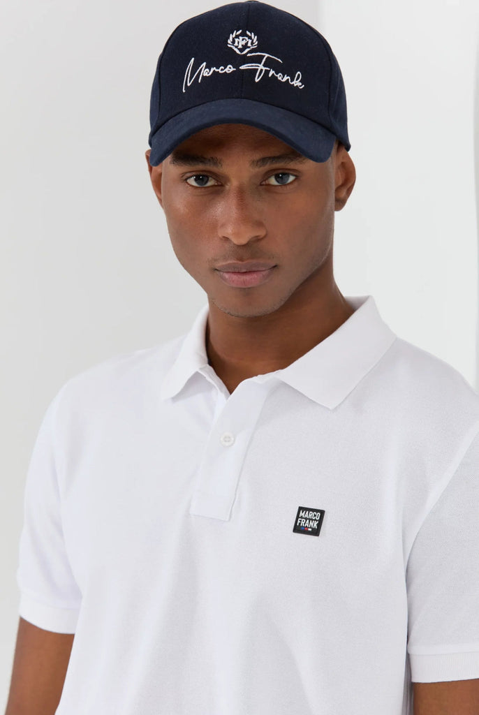 Marco Frank - Louise: Polo Avec Écusson Logo en Silicone - Blanc