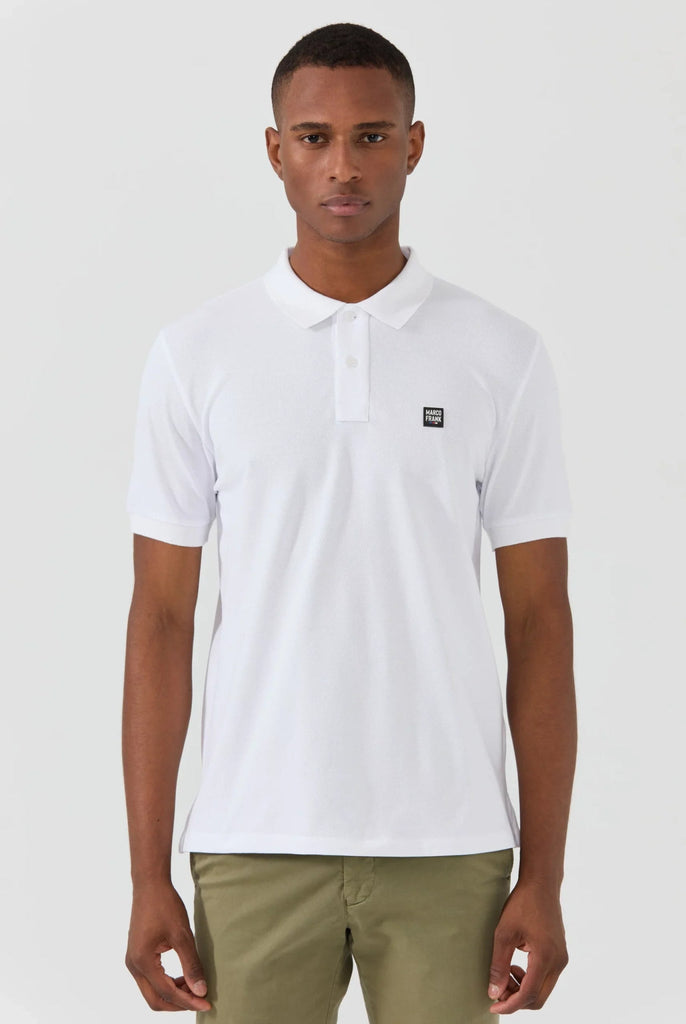 Marco Frank - Louise: Polo Avec Écusson Logo en Silicone - Blanc