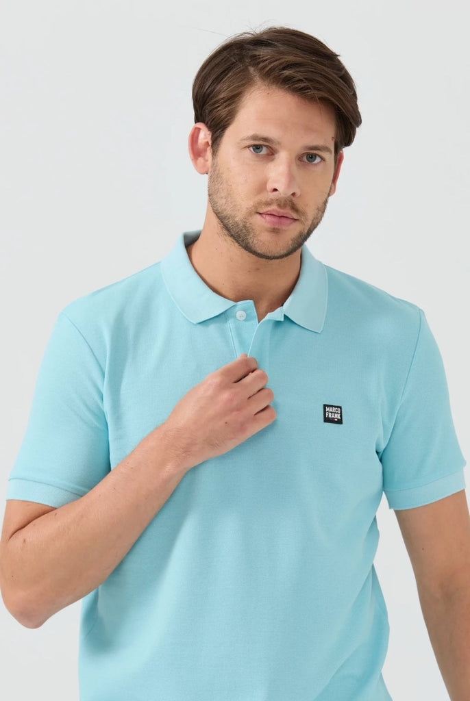 Marco Frank - Louise: Polo Avec Écusson Logo en Silicone - Bleu