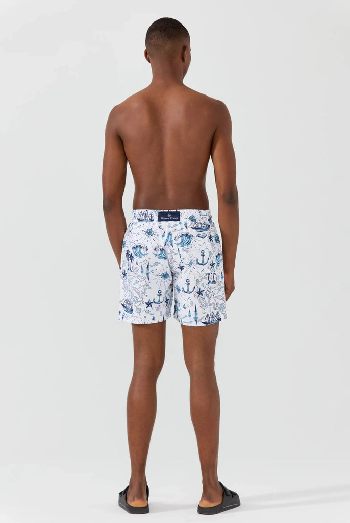 Marco Frank - Lucas: Short de Bain à Imprimé Nautique, Séchage Rapide